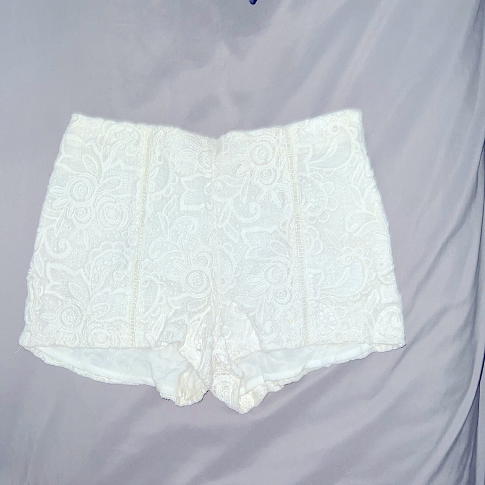 Crocheted lace shorts